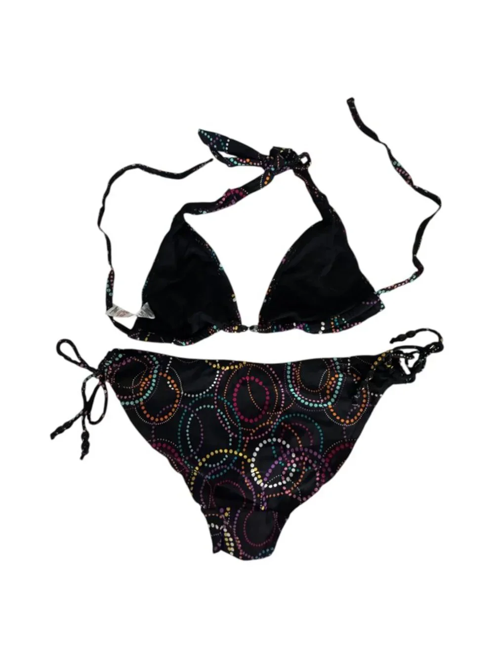 Black Polka Dot Bikini Set with Free Bag & Sunglasses for Women